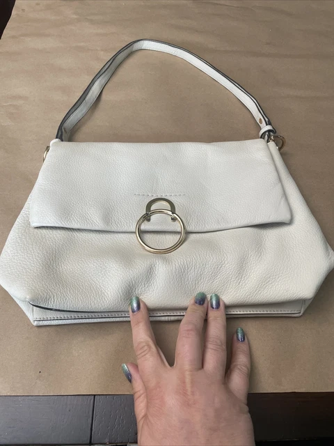 Vince Camuto Ivory Shoulder/Crossbody  Convertible Leather Purse Gold Accent EUC