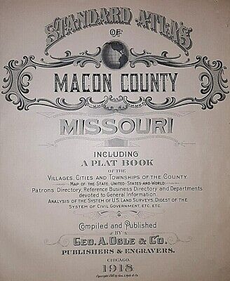 Old 1918 Plat Map ~ VALLEY Twp. MACON Co., MISSOURI ~ RUSSELL Twp. on Reverse 3