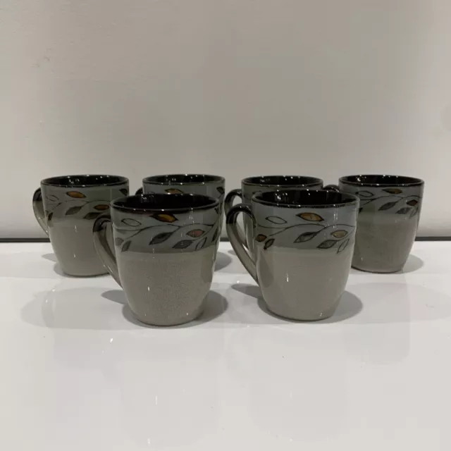 Pfaltzgraff Pastoral Leaves Stoneware Coffee Mugs 4in Discontinued Cups Set of 6