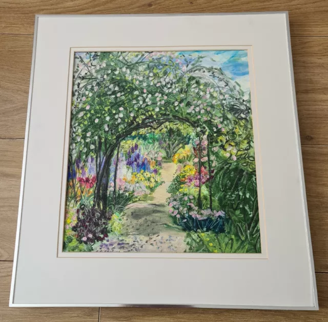 Selina Thorp Oil Pastel flower Archway Vintage original 43cm X 46cm Rare 89.99p