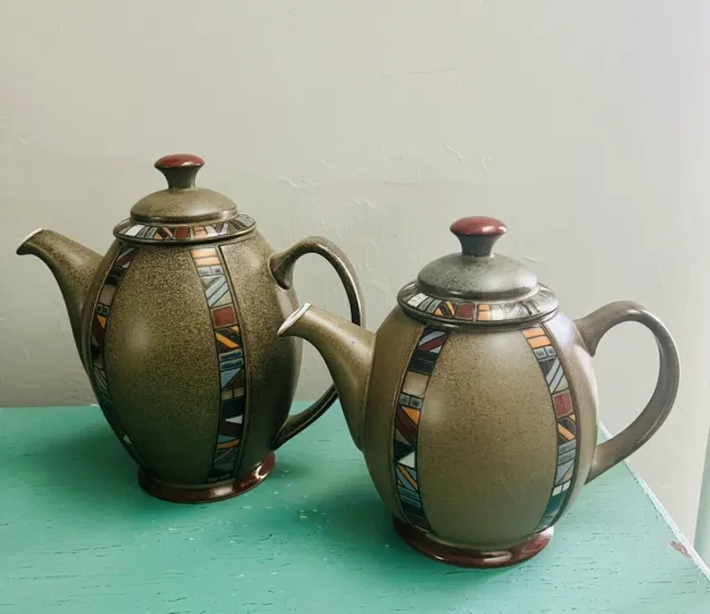 2 Vintage Marrakesh Denby Teapot & Coffee Pot Handcrafted England Stoneware