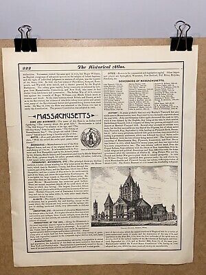 Boston Massachusetts The Historical Atlas Vintage Old Map Charles River Downtown 5