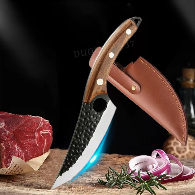 Handmade Japanese Chef Knife Forged Meat Cleaver knife Camping Knife with Sheath