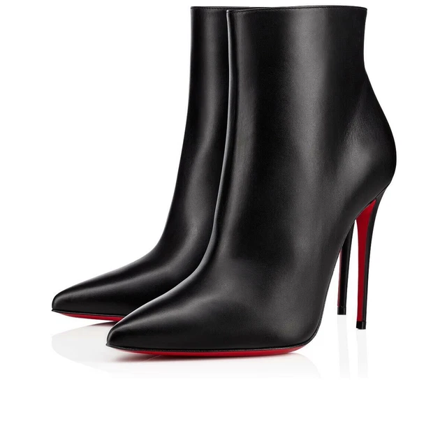 Christian Louboutin So Kate Booty 100 Black Calf Leather Ankle Heel Bootie 35.5