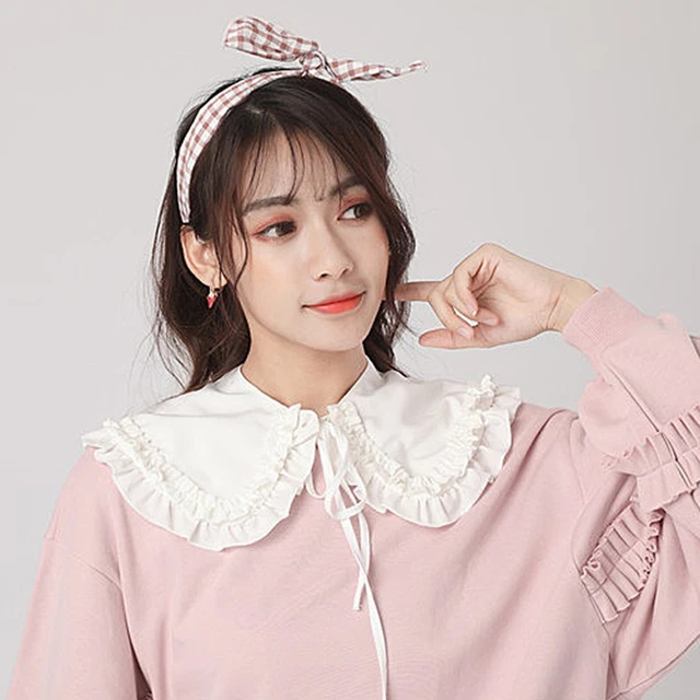 Women's Versatile Lace And Fungus Edge Removable Shirt Collar