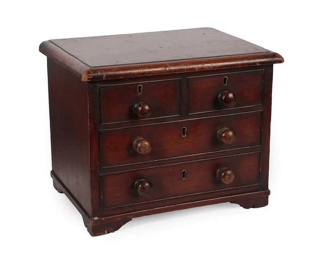 Antique Mahogany Wooden Box Comfortable Miniature 19th Century Storage 26cm