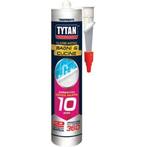 Silicone acetico bagni e cucine tytan trasparente rapido ml 280 (24 pezzi) Tytan