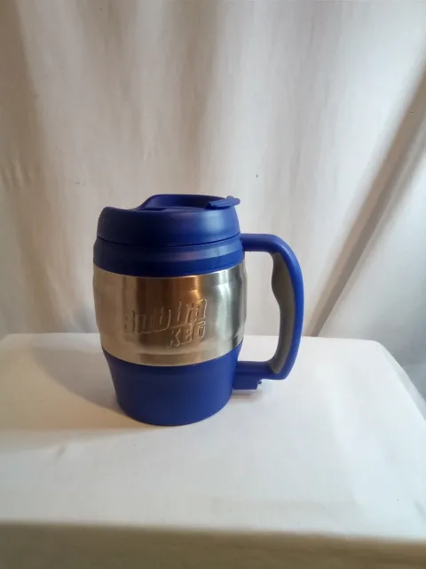 Bubba Keg 52 oz Insulated  Blue Trim Silver Travel Mug w/ Bottle opener EC
