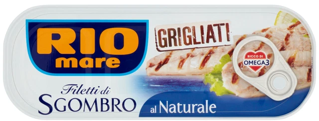 FILETTI DI SGOMBRO GRIGLIATI AL NATURALE RIO MARE TONNO CON OMEGA3 LATTINA 120g