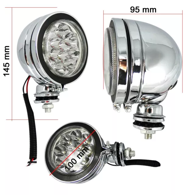 2x 4" 12V LED Chrome Spot Fog Lights Lamps For Honda Suzuki BMW KTM Motorcycle 3