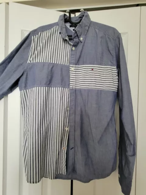 Tommy Hilfiger Shirt Men Size M Long Sleeve Striped  Great Condition