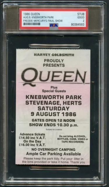 1986 Freddie Mercury Final Performance/Last Show Queen Concert Ticket 8/9 Psa 2