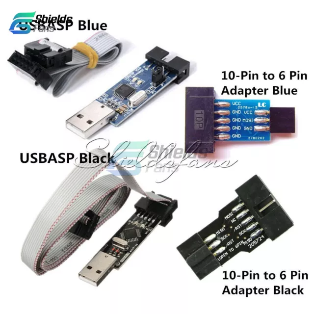 10 Pin Convert to 6 Pin Adapter Board+USBASP USBISP AVRISP STK500 Programmer USB