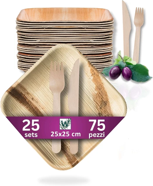 Piatti Quadrati In Foglia Di Palma Areca – 17,8x17,8 Cm – Biodegradabili E Compostabili – Usa E Getta Ecologici – Confezione Da 25 O 50 Per Feste E Catering