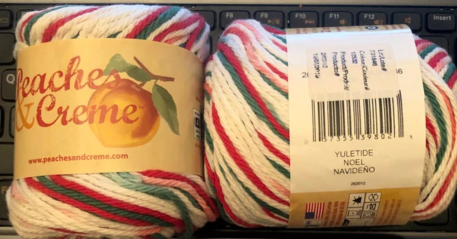7 melocotones y crema 100% hilo de algodón de EE. UU. - 2 OZ EA YULETIDE rojo verde blanco ombre