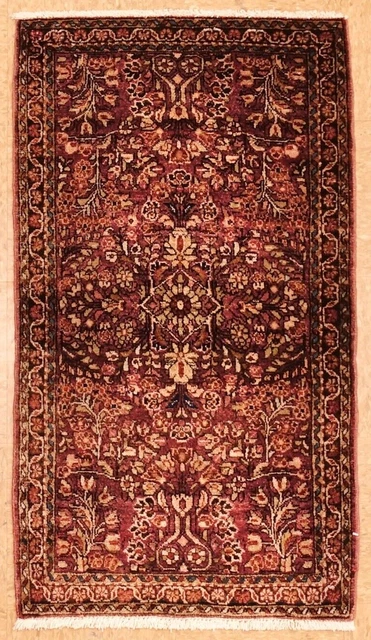Hand Knotted Sarouk Maroon Red Tribal Wool Antique Oriental Area Rug 2'1" x 3'9" Hand Knotted Sarouk Maroon Red Tribal Wool Antique Oriental Area Rug 2'1" x 3'9"