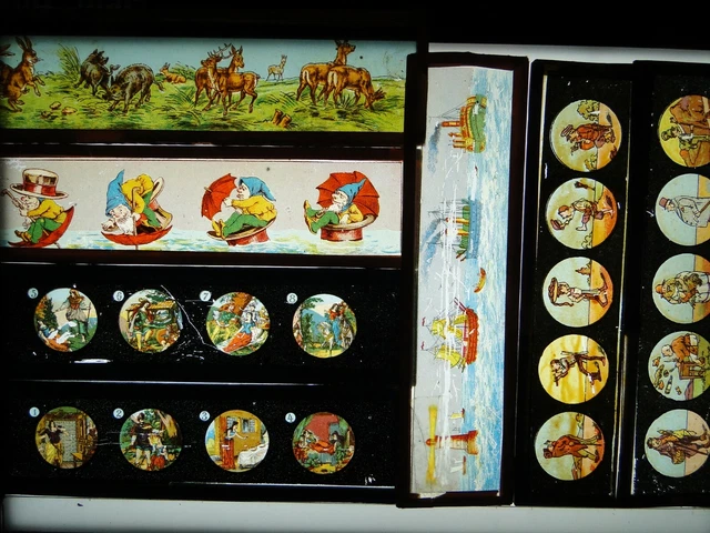6 PLAQUES DE VERRE POUR LANTERNE MAGIQUE - VERS 1900 !! Lot N°19