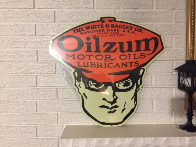 Large format Oilzum Oils Gas Station Sign Logo Heavy Steel Sign New 23" x 24"