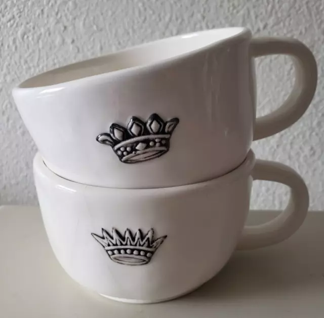 READ Rae Dunn Original Collection Pair of Crown Teacups Have A Royal Day