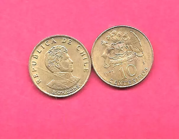 Chile Km194 1971 Uncirculated-Unc Mint Old Vintage 10 Centesimos Coin