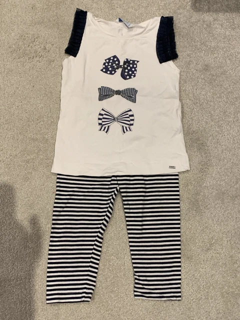 Girls summer age 4 Mayoral nautical tops, leggings and short set