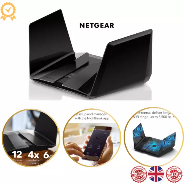 Netgear Nighthawk RAX200 Nighthawk Tri-Band AX12 12-Stream Wi-Fi 6 Router