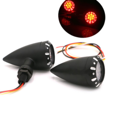 ALLUMINIO LED MOTO FANALE RETROVISORE Schwaz Fishtail CHOPPER RETRO STYLE esaminato e 