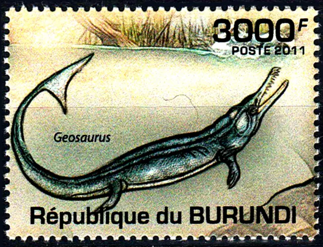 Burundi postfrisch MNH Krokodil Reptil Tier prähistorisch Geosaurus Dinosaurier