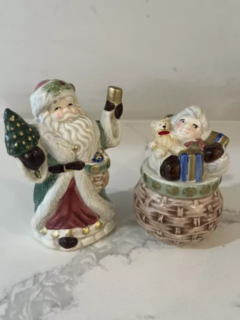 Fitz And Floyd Santa And Mrs. Claus Salt And Pepper Shakers OCI Div Vintage 1994