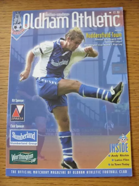 22/08/2000 Oldham Athletic v Huddersfield Town [Football League Cup] (Item in ve