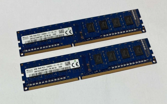 RAM 8GB (2x4GB) SK Hynix DDR3 PC3-12800U Per Computer Desktop (Testata, Usata)