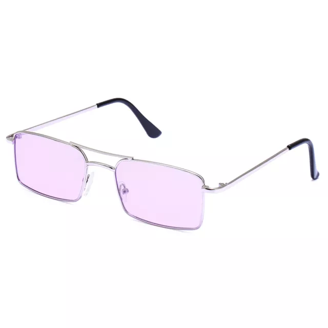 Retro-Sonnenbrille mit schmalem rechteckigem Rahmen Lila Gläser