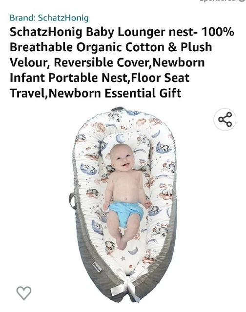 100% Organic Cotton Newborn Lounger Water-Resistant Baby Nest for Infants BEARS