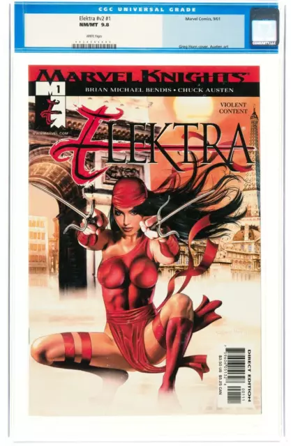 🔥 Elektra #v2 #1 CGC 9.8 from Sept 2001 Greg Horn cover. Marvel Knights VARIANT