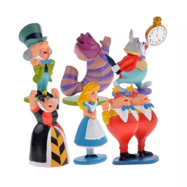 Cartoon Anime Alice in Wonderland Playset 6 Action Figure Cake Topper Toy Doll