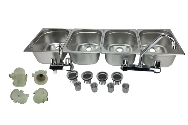 4 Large Compartment Concession Sink Portable 4 Traps Hand Washing Food Truck