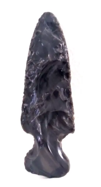 Rare Californian Tribal Chumash Brownish Black Obsidian Spearhead Artifact 7.12"