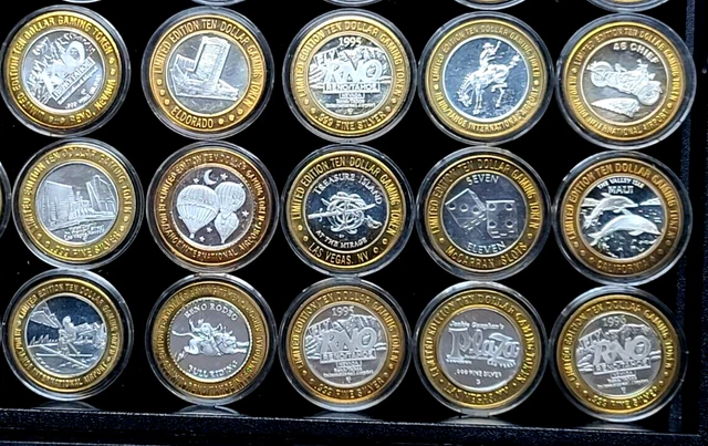 ☆1 Coin from Lot☆ .999 SILVER Strike Random $10 Gaming Casino Token Vegas/Reno