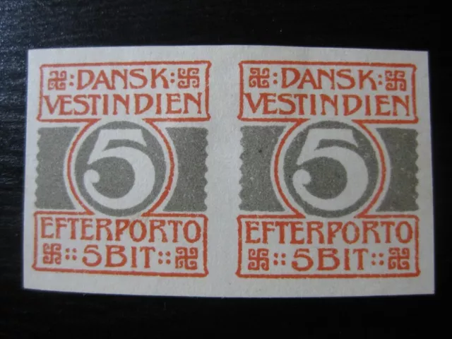 DANISH WEST INDIES Sc. #J5 scarce mint imperf stamp pair!