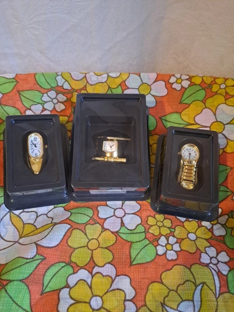 NEUF Lot 3 Pendulette / Horloge Miniature LE TEMPS Métal Divers Modèles ATLAS
