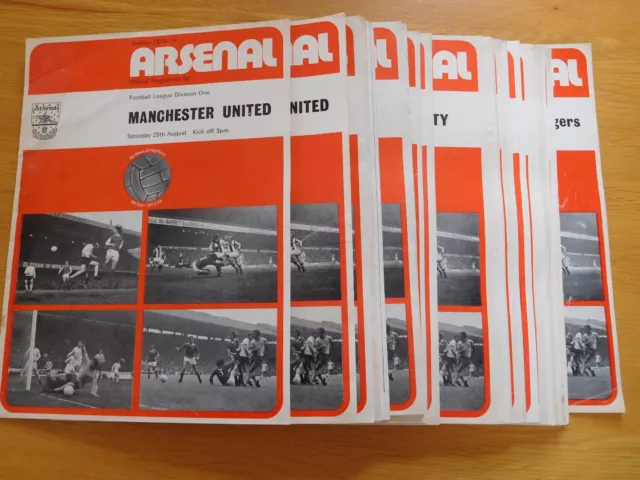 Arsenal Home Programmes 1973/74 - select from the drop down menu