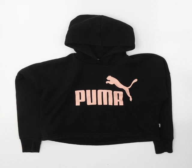 PUMA Girls Black  Cotton Pullover Hoodie Size 7-8 Years  Pullover