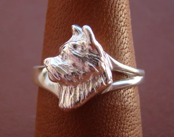 Sterling Silver Norwich Terrier Head Study Ring