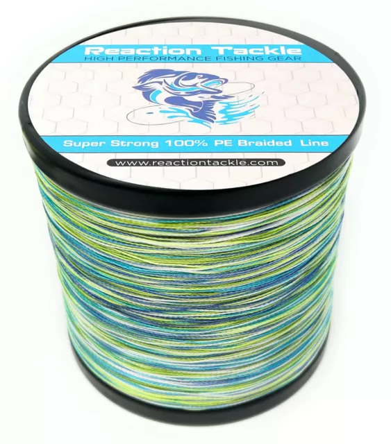 Reaction Tackle Braided Fishing Line / Braid - Aqua Camo 4 and 8 Strands