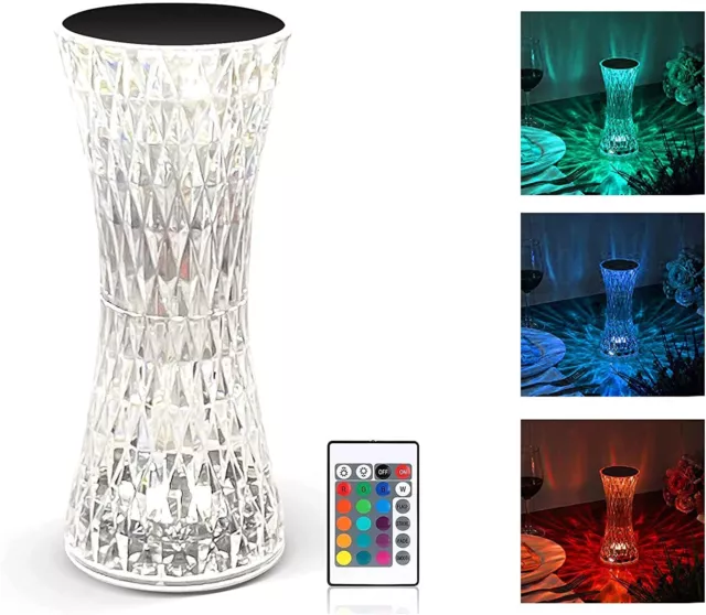Lampada da Tavolo LED Touch Senza Fili RGB Lampada Effetto Cristallo 16 Colori