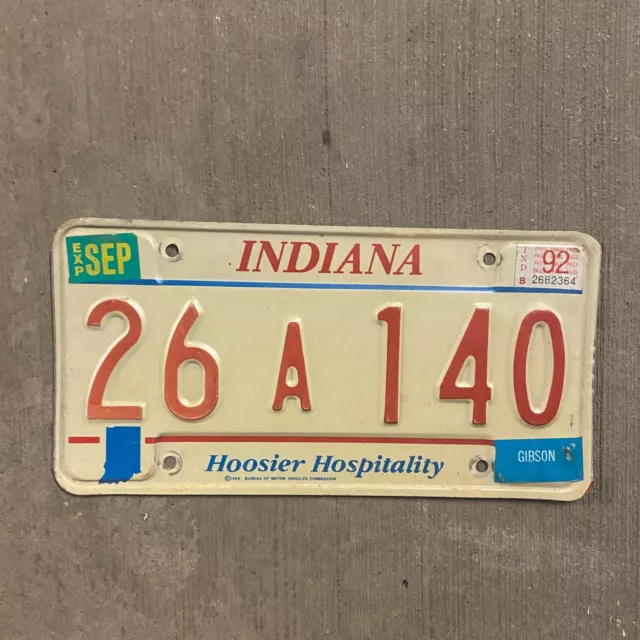 1991 Indiana License Plate Vintage Auto Tag Garage Wall Decor 26 A 140