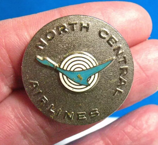 North Central Airlines Silver Enamel Pin Badge Screw Down Back 1 Inch #1