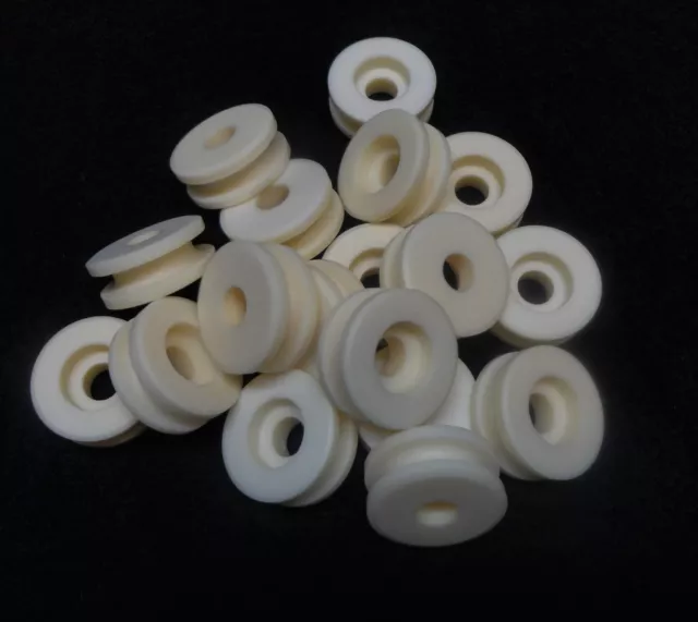 PAIR OF HIGH PURITY ALUMINA WIRE GUIDE PULLEY WITH MOUNTING COUNTERBORE No.: 99