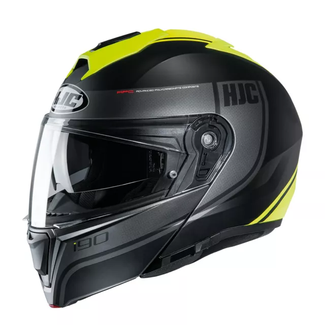 Hjc I90 Davan Black Yellow Matt Finish Flip-Front Modular Motorcycle Helmet