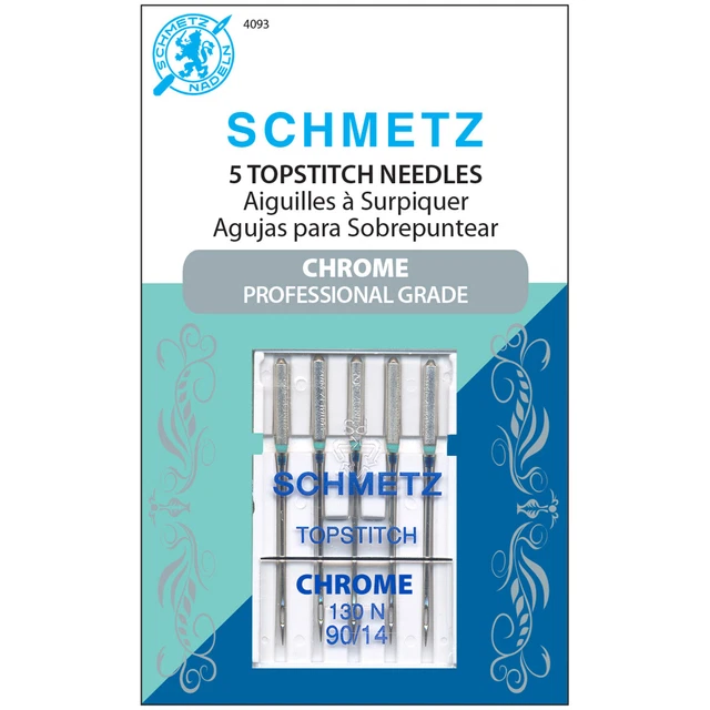 Paquete de 10 agujas para máquina Schmetz cromo Topstitch - tamaño 90/14 5/paquete -4093